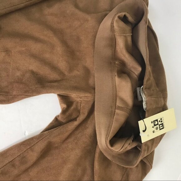 Max Studio NEW Faux Suede High Waist Pant Stretch Minimalist Neutral Leggings XS - Picture 14 of 15